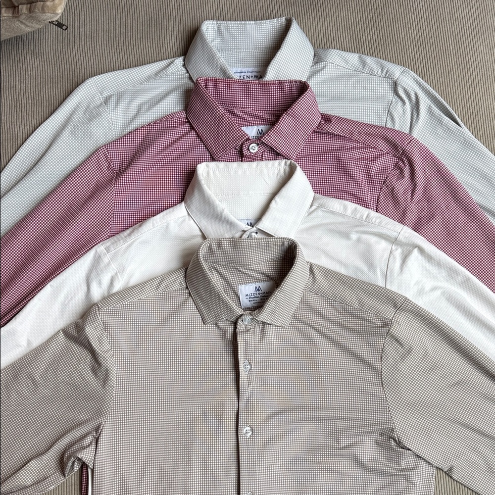 Men's Mizzen+Main Checkered Shirts - Light Gray, Red, White, and Tan